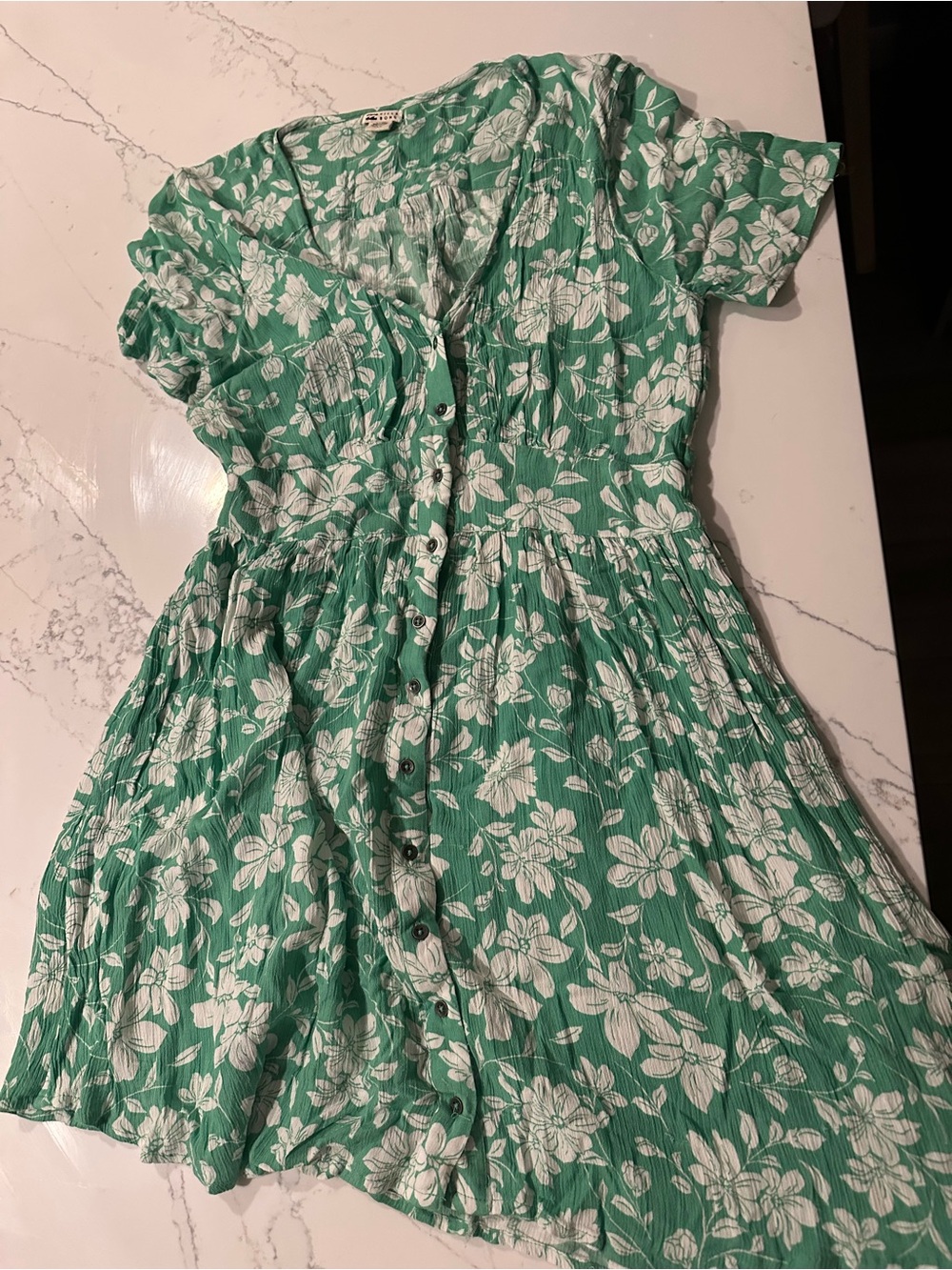 Billabong Green Floral Button-Front Dress